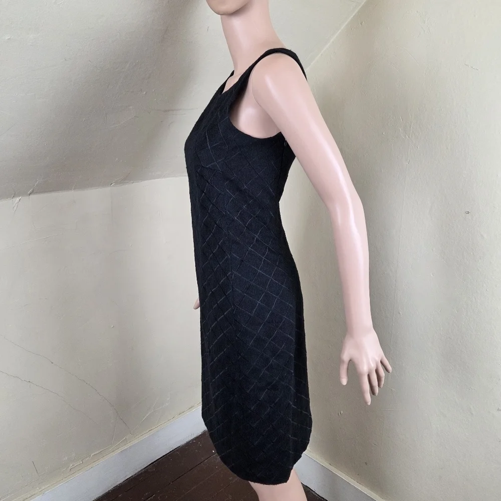 Beatriz Canedo Patiño‎ Alpaca Lambswool Black Sleeveless Dress Textured Grid